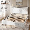 AMERLIFE Twin Platform Bed Frame with LED Headboard & Footboard, Velvet Upholstered, No Box Spring Needed, White - 3 of 4