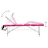 vidaXL 4-Zone Foldable Massage Table Aluminum White and Pink - 4 of 4
