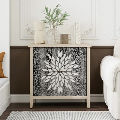 Wood Sideboard Cabinet,Entrance Way Carved Storage Cabinet  With 2 Doors And Adjustable Shelves Kitchen Storage Cabinet-Maison Boucle
