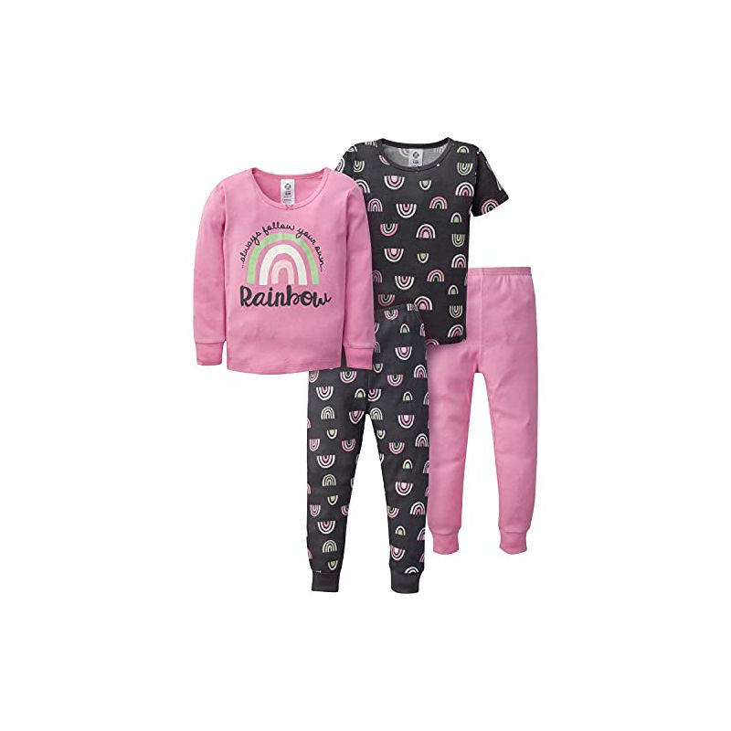 Gerber Infant & Toddler Girls' Snug Fit Cotton Pajamas, 4-Piece Set, 4 of 9