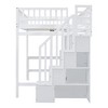 PAGED Full Size Loft Bed with Desk, Modern Wooden Bed Frame with Shelves, Wardrobe and Storage Stair for Bedroom - 4 of 4