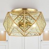 12.5" 2-Light Violet Industrial Vintage Iron/Glass LED Flush Mount Brass Gold - JONATHAN Y - 4 of 4