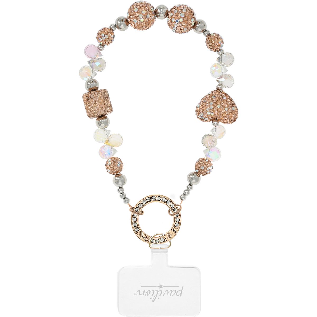 Pavilion Gift Company - Champagne Crystal Wristlet - Beaded Hands-Free Gold Wrist Strap - Cell Phone Accessories