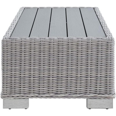 Conway 32" Light Gray Wicker Rattan Outdoor Coffee Table