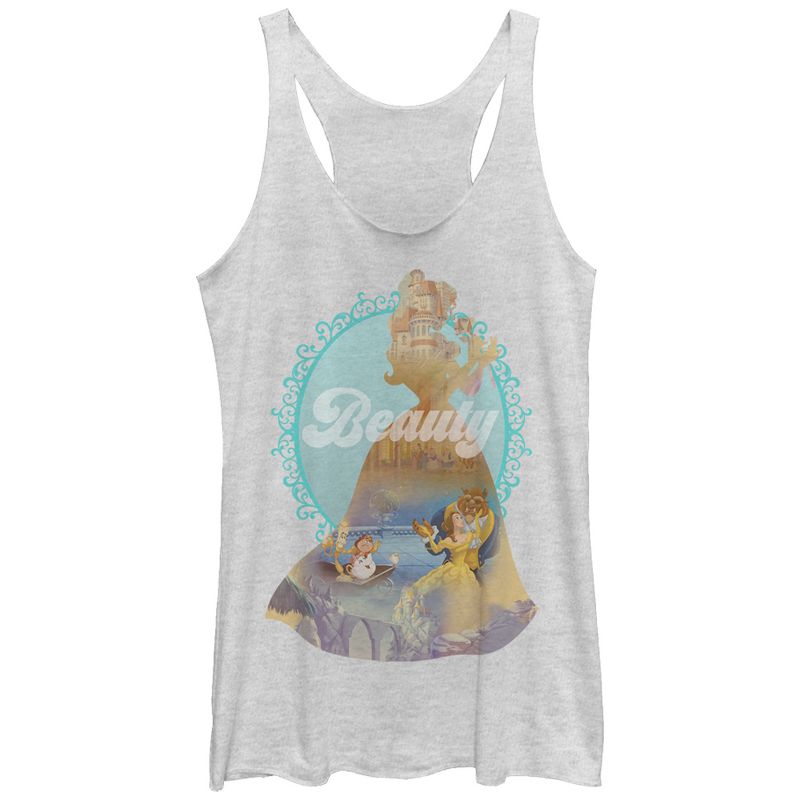 Women's Beauty and the Beast Silhouette Racerback Tank Top, 1 of 4