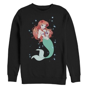 Men's The Little Mermaid Anime Ariel  Sweatshirt - Black - X Large - 1 of 4