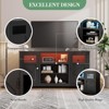 TV Stand with LED Lights, Farmhouse Entertainment Center for 55-65 Inches TV, TV Console Table with Storage Cabinets & Open Shelves for Living Room - 2 of 4