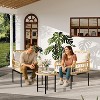 3-Piece All-Weather Wicker Rattan Bistro Patio Furniture Set with Glass Table and Thick Cushions, For Balcony, Garden, Backyard, and Poolside, Beige - 3 of 4
