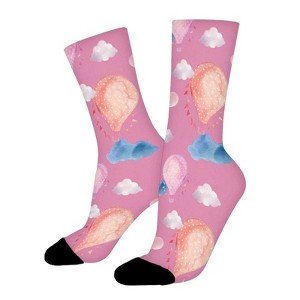 Watercolor Air Balloons Women Printed Crew Socks Funny Funky Socks Soft Polyester Novelty Gifts for Artists Men - 1 of 1