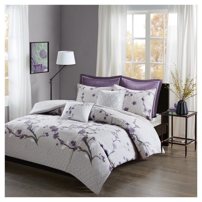 Purple Sakura Cotton Duvet Cover Set, Target Purple Duvet Cover