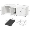 55.1" Double Cat Litter Box Enclosure with Rattan Door - Large Hidden Litter Cabinet for 2 Cats, Includes Litter Pad - 2 of 4