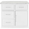 HomeStock  Cutler Faux Marble Top Kitchen Island with Storage, Breakfast Bar, Microwave Stand, White - 2 of 4