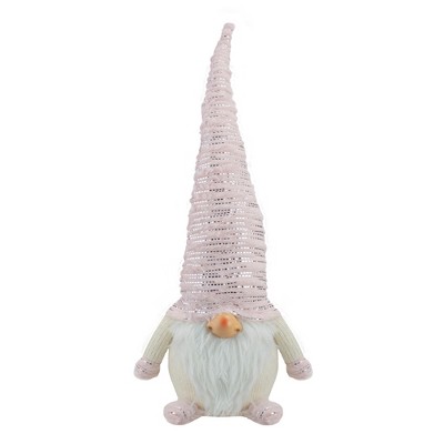 Northlight 16" Pink, Ivory and Silver Plump Christmas Gnome Figure