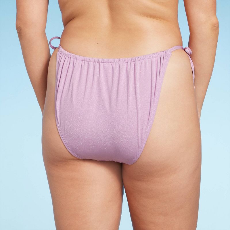 Women's Side-Tie Low-Rise High Leg Adjustable Lurex Bikini Bottom - Wild Fable™, 3 of 7
