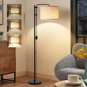 GTCLIGHTING Floor Lamp for Living Room, Adjustable Height Standing Lamps with 350° Rotate White Lampshade,Modern Tall Lamp for Bedroom Office - 1 of 4