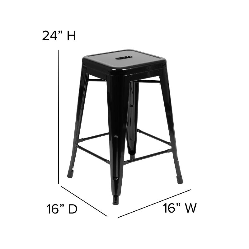 Flash Furniture 24" High Metal Counter-Height, Indoor Bar Stool - Stackable Set of 4, 6 of 15
