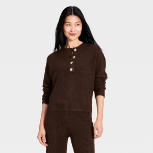 Cable Knit Henley Sweater - Auden
