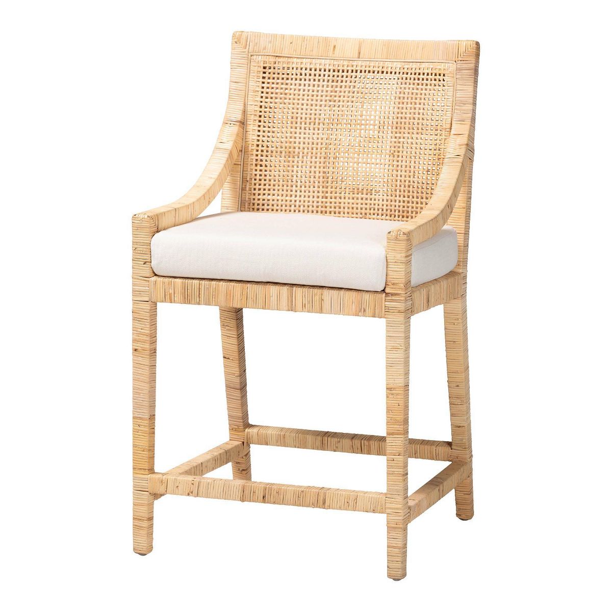 bali & pari Alexis Natural Rattan Counter Stool Light Honey