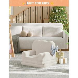 Kids Couch,Convertible Teddy Fleece Fabric Toddler Sofa Chair, Soft Fold Out Couch Lounger for Kids, Comfy Children's Sofa Bed for Playroom - 1 of 4