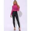 Allegra K Women's See-Through Long Sleeve Turtleneck Sheer Floral Lace Blouse - 3 of 4