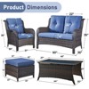 Gymojoy 6 Piece Outdoor Wicker Loveseat Sofa with Patio Chairs with Coffee Table and Ottoman Sets - 3 of 4
