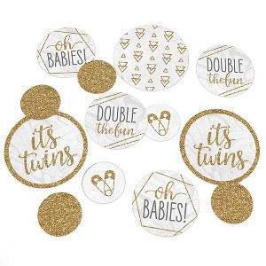 Big Dot of Happiness It's Twins - Gold Twins Baby Shower Giant Circle Confetti - Party Decorations - Large Confetti 27 Count - 1 of 4