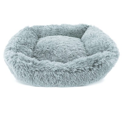 Precious Tails Super Lux Shaggy Fur Cuddler Cat And Dog Bed - L - Blue ...