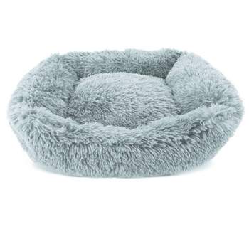 Precious Tails Super Lux Shaggy Fur Cuddler Cat and Dog Bed - L - Blue