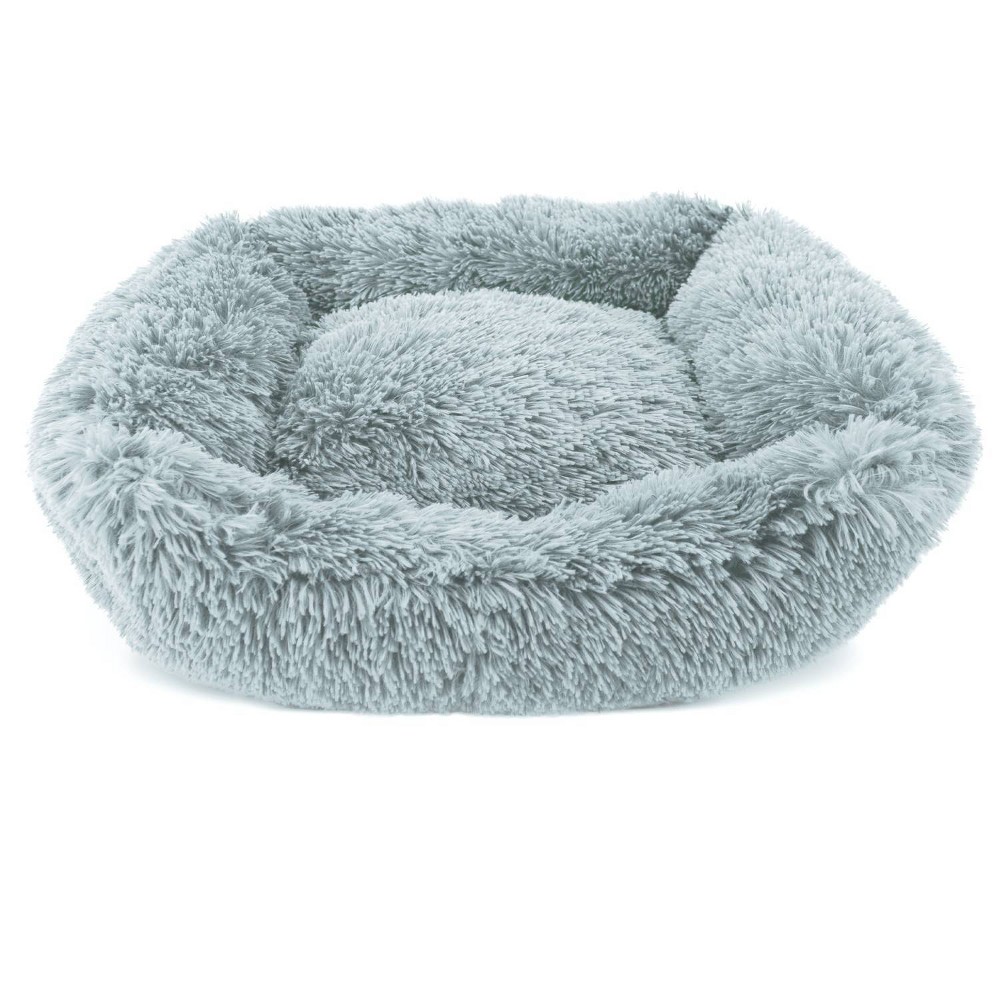Photos - Bed & Furniture Precious Tails Super Lux Shaggy Fur Cuddler Cat and Dog Bed - L - Blue
