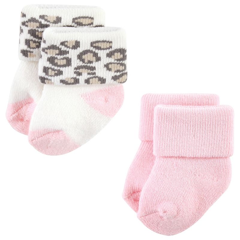 Luvable Friends Infant Girl Newborn and Baby Terry Socks, Leopard, 5 of 9