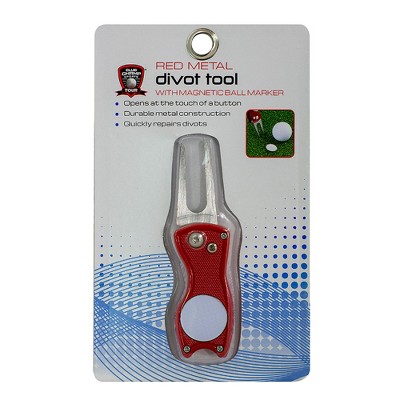 Club Champ Metal Divot Tool w/ Magnetic Ball Marker - Red