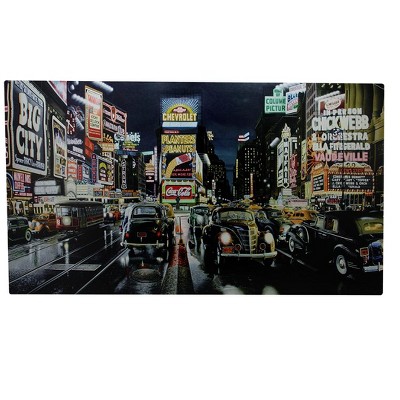 Northlight LED Lighted NYC Times Square and Classic Cars Canvas Wall Art 15.75" x 23.75"