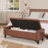 60" Storage Ottoman Bench, Faux Leather Upholstered Ottoman for King Size End of Bed - 3 of 4