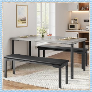 Jojoka 43.3" Breakfast Nook Table Set for 4 – Compact Kitchen Table with 2 Upholstered Benches, Space-Saving Dinette for Apartments & Small Homes - 1 of 4