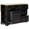 NicBex Modrn Kitchen Island with Drop Leaf & Pull Out Trash,Rolling Kitchen Cart with Wheels & Drawers,Storage Cabinet Folding Dining Table - 3 of 4