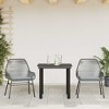 vidaXL Patio Dining Set with Cushions Garden Table and Chairs Poly Rattan Glass - Gray 31.5" x 31.5" x 29.1" 2 Pieces - 3 of 4