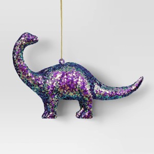 5" Christmas Plastic Chunky Glitter Dinosaur Ornament Purple - Wondershop™ - 1 of 3