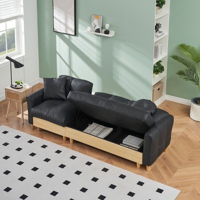 NicBex 87" Lift Tech Cloth Sofa Bed with Locker Sofa Bed Comfortable Convertible Sleeper Couch for Bedroom, Living Room