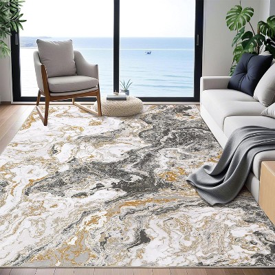 homfan Runner Rug Machine Washable Kitchen Runner Rugs Soft Low Pile Modern Abstract Floor Rug Marble Carpet Runners for Hallway Entryway Bedside
