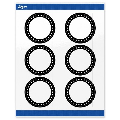 Avery 3" Diameter Labels, Black and White Polka Dots, 60 ct
