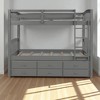 Twin Over Twin Bunk Bed with Trundle and 3 Storage Drawers, Convertible Wood Frame with Ladder and Slats, No Box Spring Needed - 4 of 4