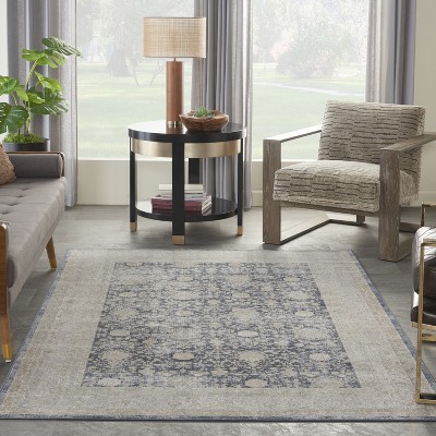 Ivory Floral Elegance 5' x 7' Synthetic Easy-Care Rug