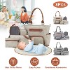 Babyluv"8-Piece Multifunctional Baby Diaper Bag Set for Parents with Changing Pad, Bottle Bag & More"BlackStripeDarkGrey&Khaki - 4 of 4