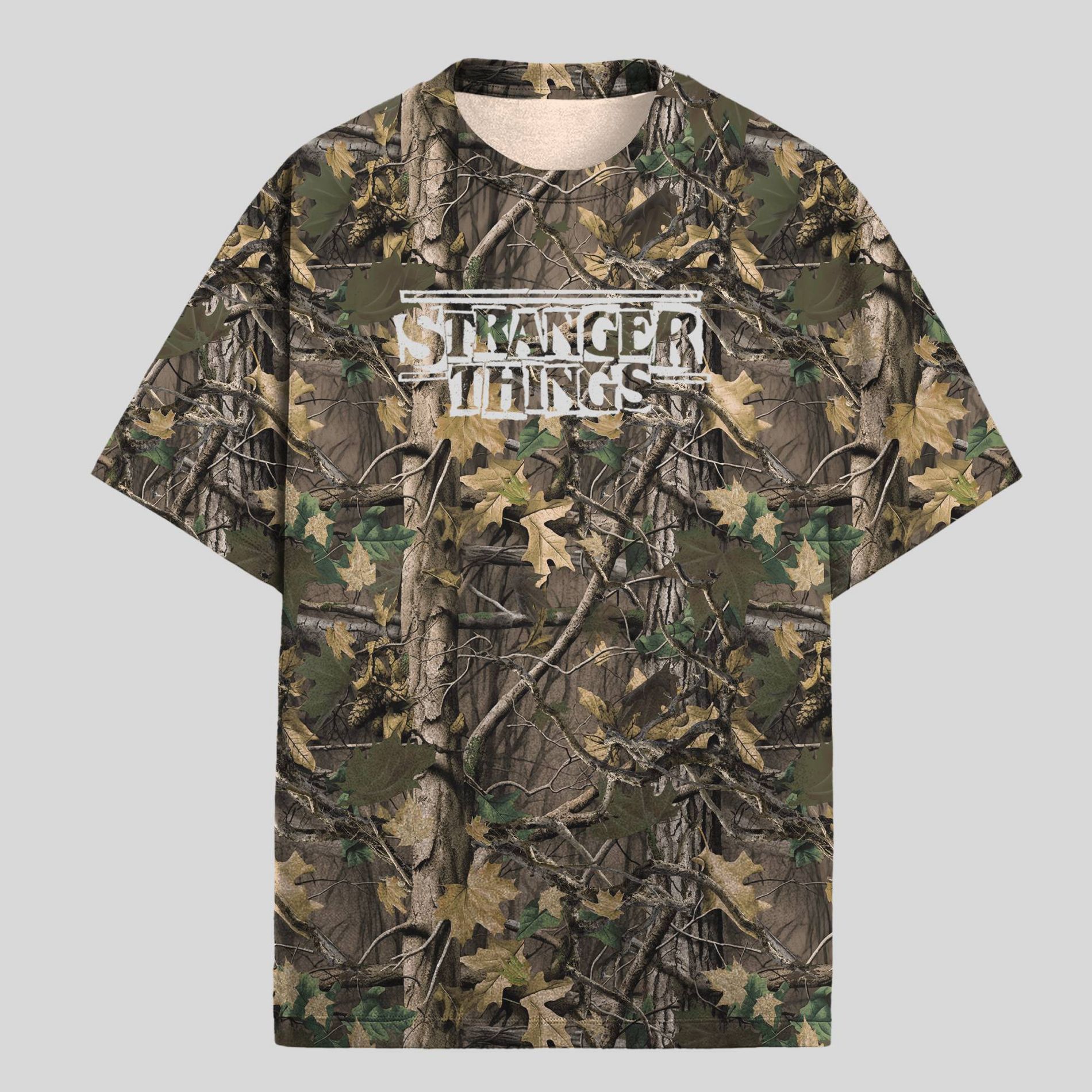 Men's Stranger Things Camo Graphic T-Shirt - Brown