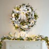 30" Christmas Wreath, Lighted Large Outdoor Christmas Door Wreath with Silver White Balls for Front Door Fireplace Window Holiday Home Decor - 3 of 4