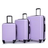 Vynxaria 3-Piece Lavender Purple ABS Lightweight Luggage Set 20/24/28" with Two Hooks Spinner Wheels TSA Lock - 4 of 4