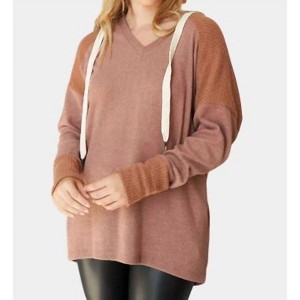 Women's Two Tone Fuzzy Hoodie - White Birch - 1 of 4
