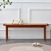 Acekool 47" Pure Wood Entryway Bench with Rattan Surface, Rounded Corners, Sturdy Frame for Living Room, Bedroom, Hallway, Walnut Finish - 4 of 4