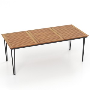 Tangkula 79" Outdoor Dining Table 8-Person Table w/ 1.9" Umbrella Hole Metal Legs & Adjustable Foot Pads Patio - 1 of 4