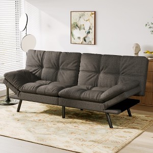 Dyonery 71" Convertible Futon Sofa Bed,Modern Futon Couch,Memory Foam Folding Loveseat Sofa Bed, for Living Room,Office - 1 of 4